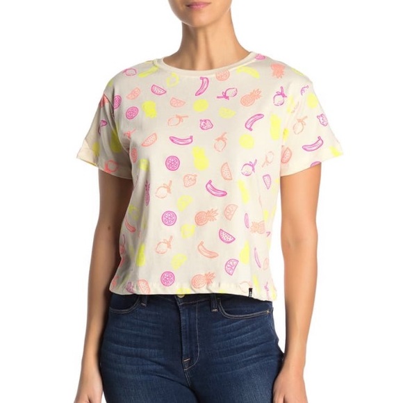 CircleX Heather Oatmeal Fruit Print Neon Shirt - Picture 3 of 9